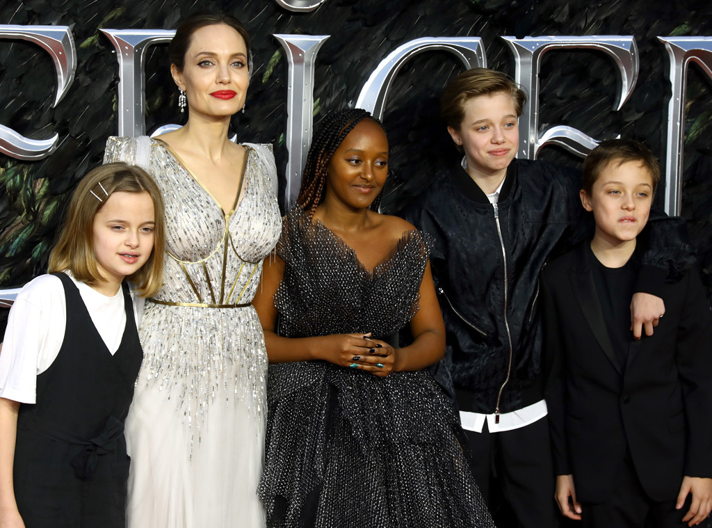 Angelina Jolie, Vivienne Marcheline Jolie-Pitt, Zahara Marley Jolie-Pitt, Shiloh Nouvel Jolie-Pitt and Knox Jolie-Pitt